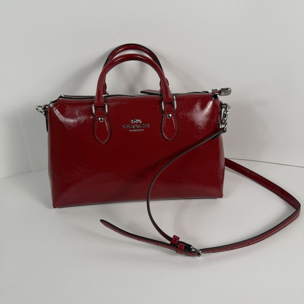 NWT Coach Georgia Satchel Bag Silver/Red CV942 NWT